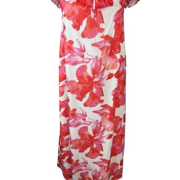NWT WAYF Large Floral Print Maxi Dress Puff Sleeves & Tie Neckline - Picture 6 of 16